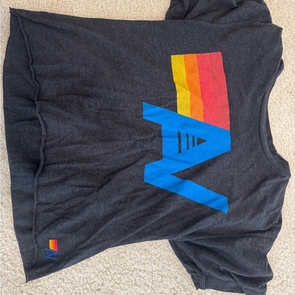 Aviator Nation Dark Gray Tee with Yellow Accent